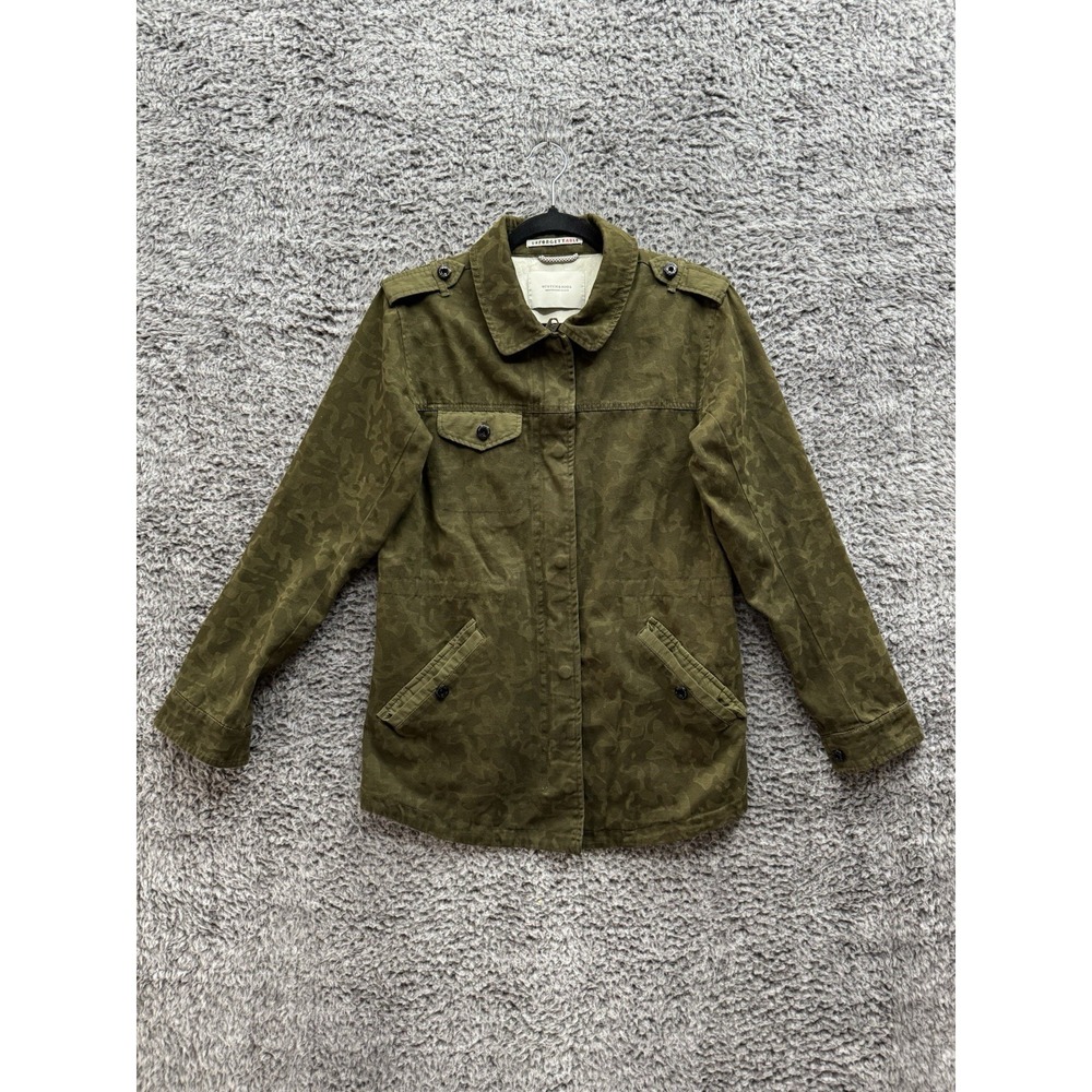 Scotch & Soda Women Khaki Windbreaker Jacket Military Print‎ Full Zip Size XS